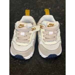 Nike Air Max 1 Toddler Shoes White Tan Gold Crib Sneakers Size 2c